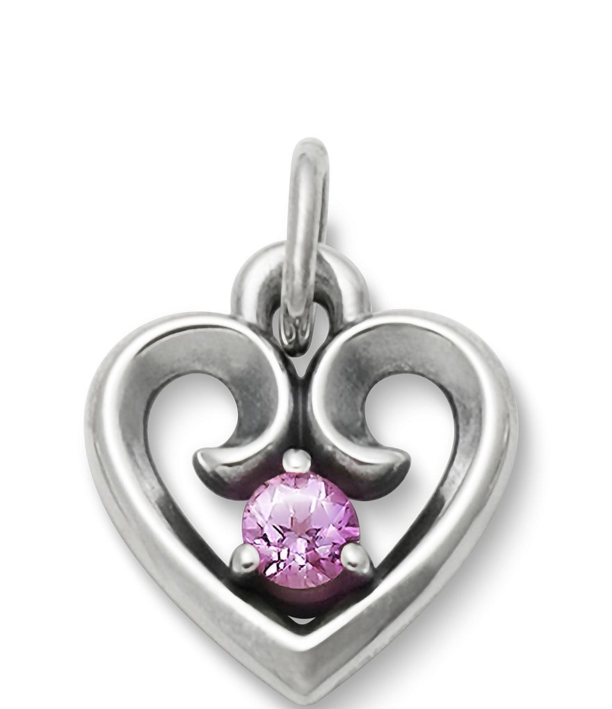 James Avery Avery Remembrance Heart Pendant October Birthstone with Lab-Created Pink Sapphire