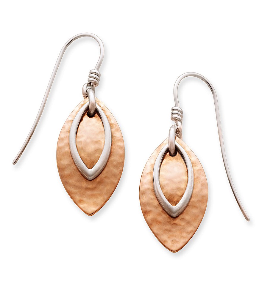 James Avery Hammered Copper & Silver Teardrop Earrings