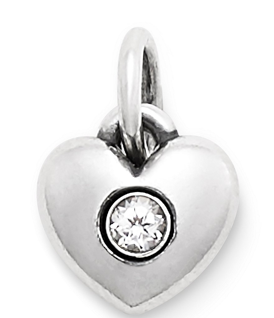 James Avery Keepsake Heart Charm April Birthstone with Lab-Created White Sapphire