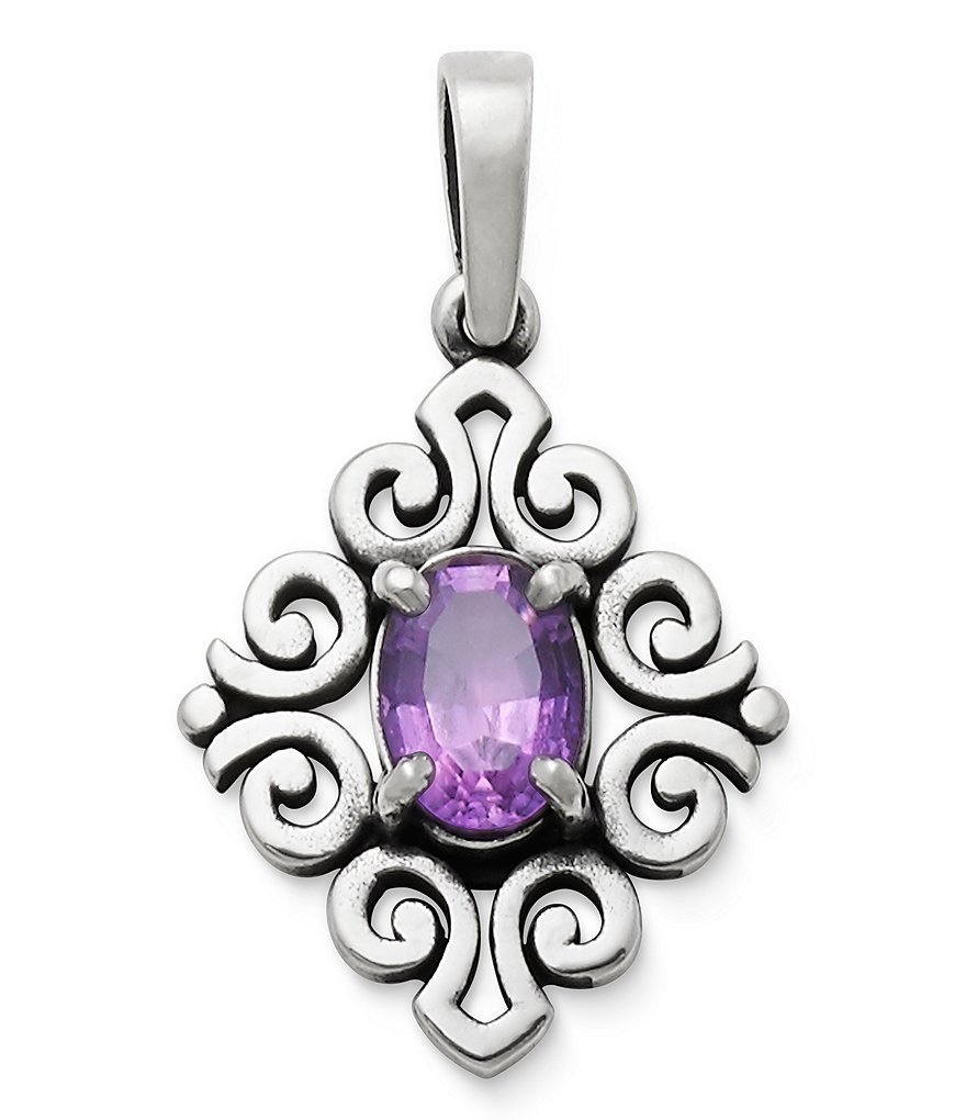 James Avery February Birthstone Amethyst Scrolled Pendant