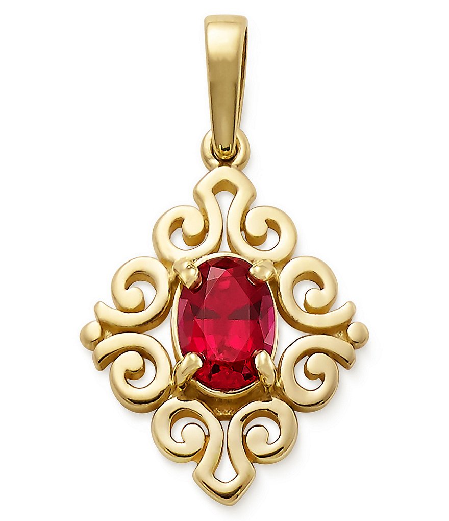 James Avery 14K Gold July Birthstone Scrolled Pendant