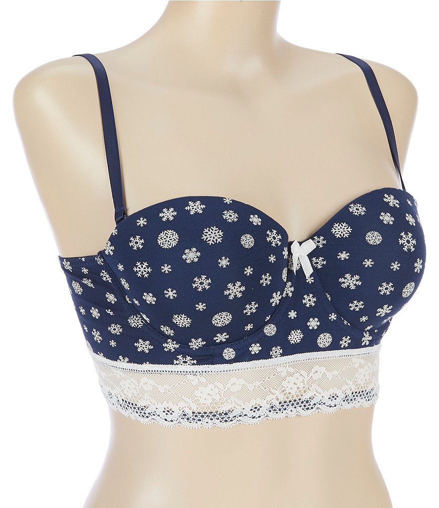 Jasmine & Ginger Snowflake-Print Comfy Longline Convertible Push-Up Bra