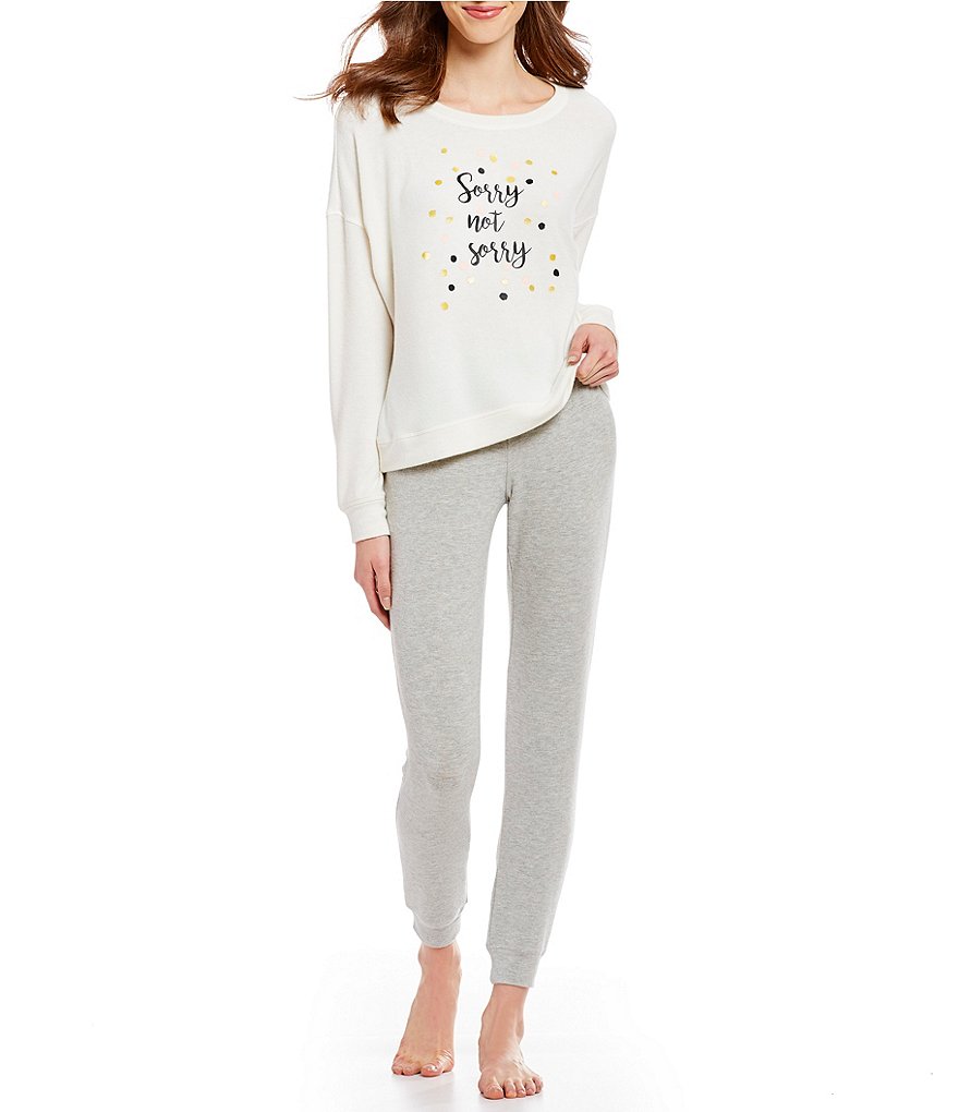 Jasmine & Ginger #double;Sorry Not Sorry#double; Screen Print Brushed Knit Pajamas