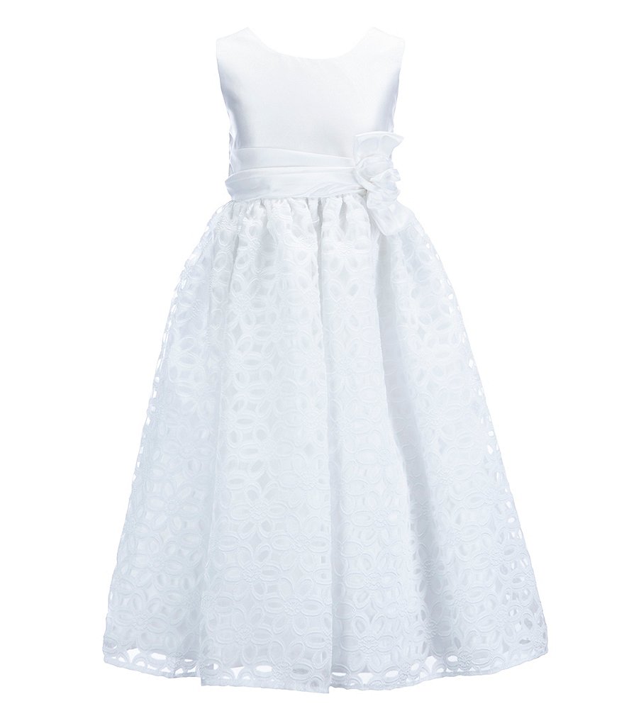 Jayne Copeland Big Girls 7-12 Satin-Bodice Burnout-Floral-Organza-Skirted Dress