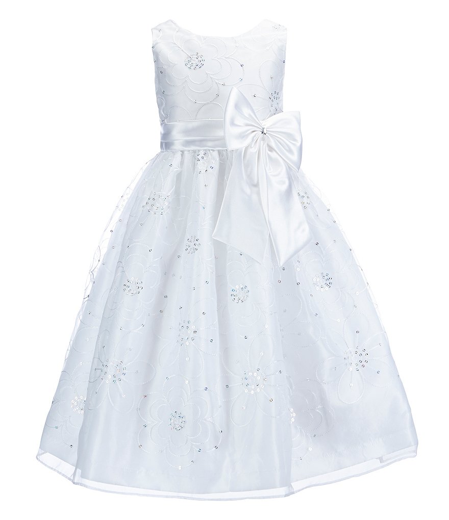 Jayne Copeland Big Girls 7-12 Sequin-Embellished Floral-Embroidered Organza-Overlay Dress