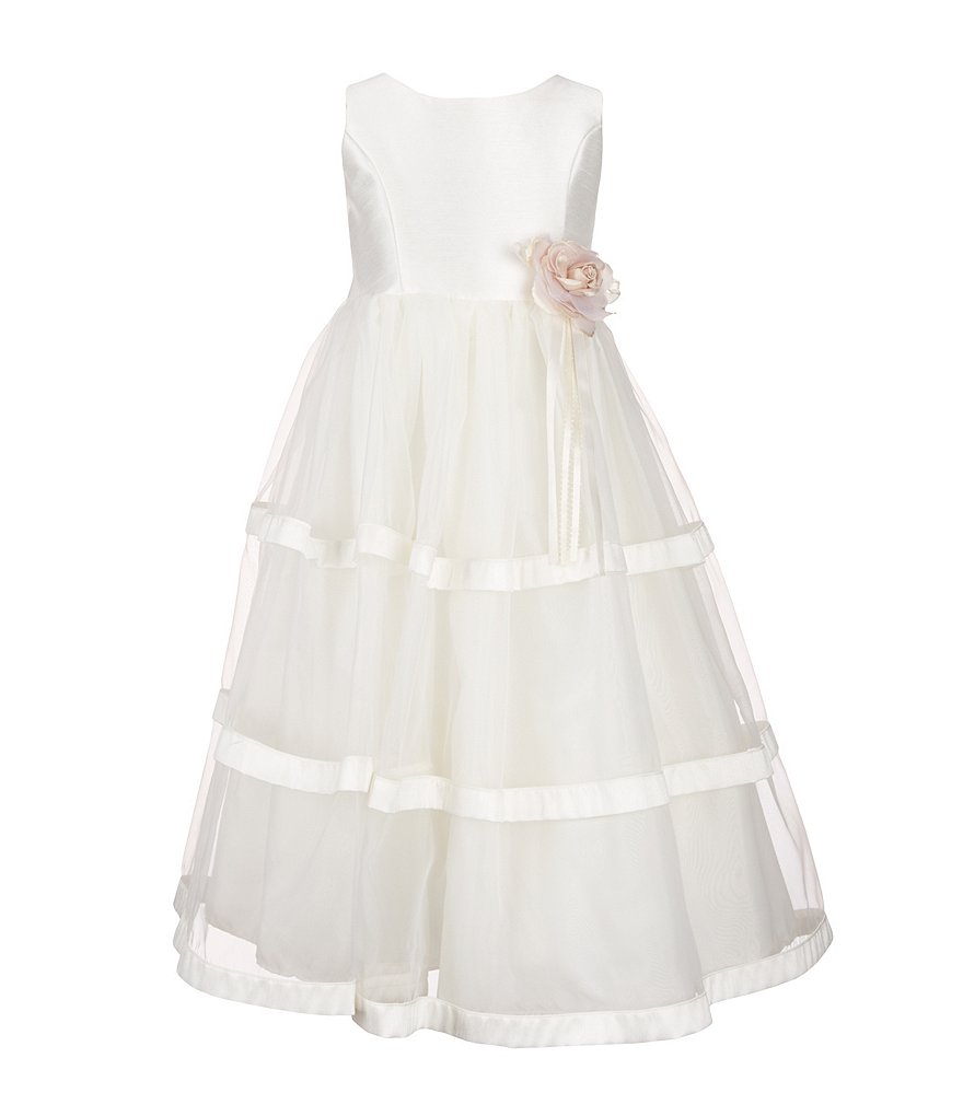 Jayne Copeland Little Girls 2T-6X Flower Waist Organza Tiered Dress