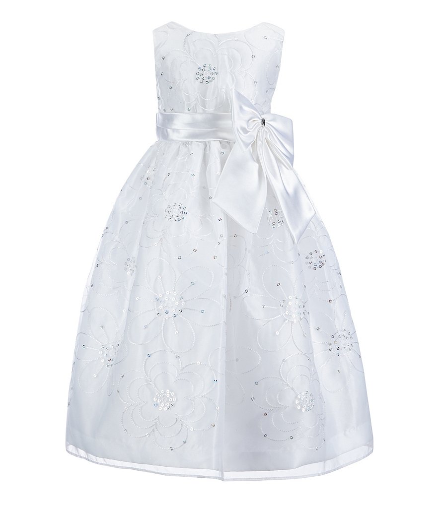 Jayne Copeland Little Girls 2T-6X Sequin-Embellished Floral-Embroidered Organza-Overlay Dress