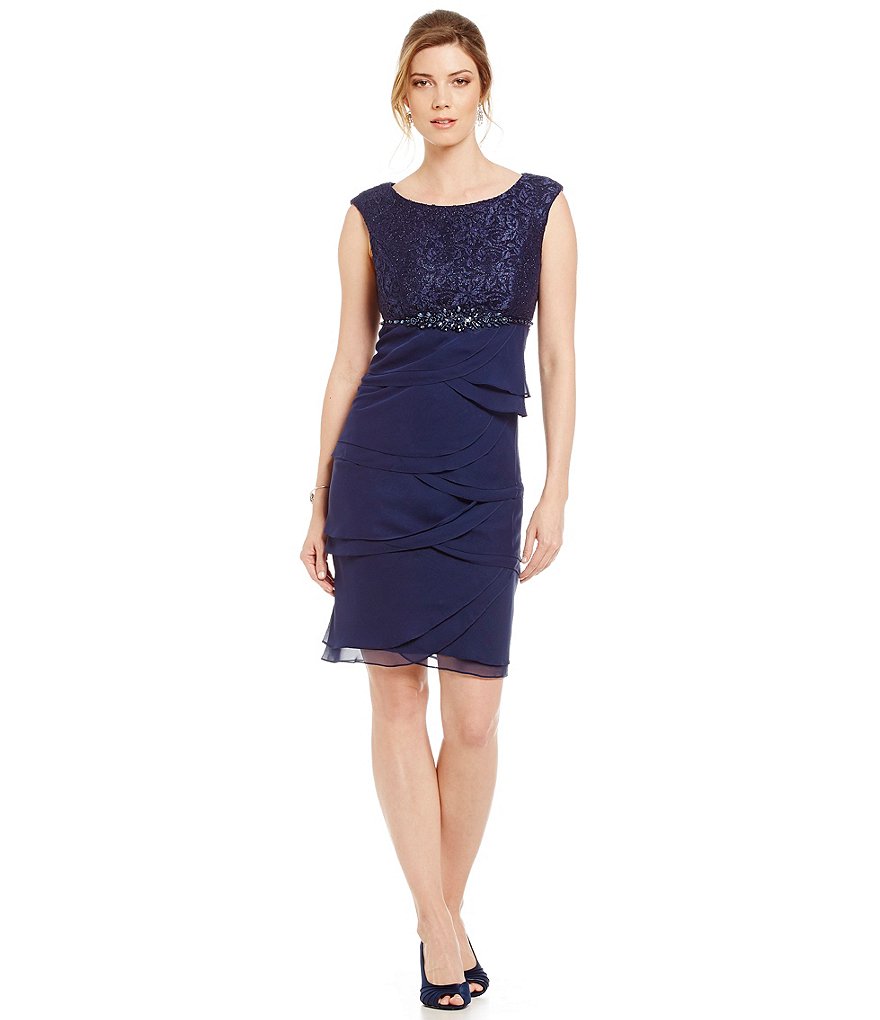 Jessica Howard Beaded Empire-Waist Tiered Dress