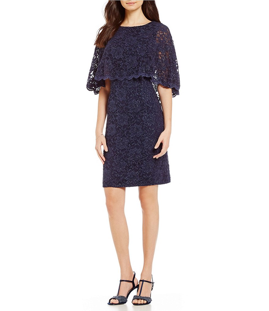 Jessica Howard Lace Capelet Sheath Dress