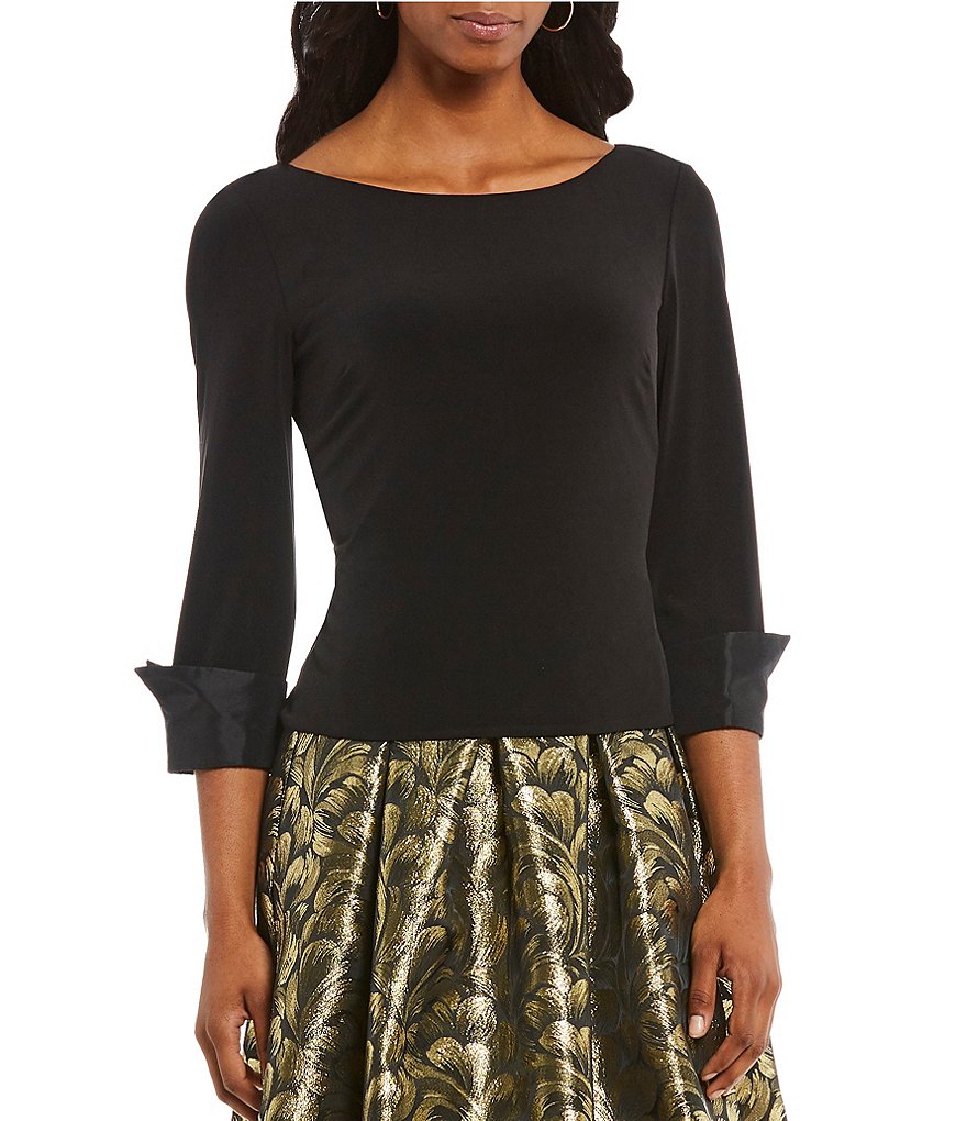Jessica Howard Cuffed Matte Jersey Blouse