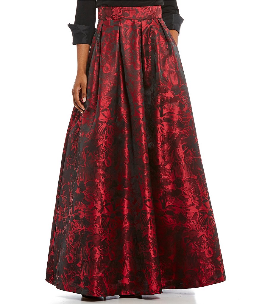 Jessica Howard Floral-Print Taffeta Ball Skirt