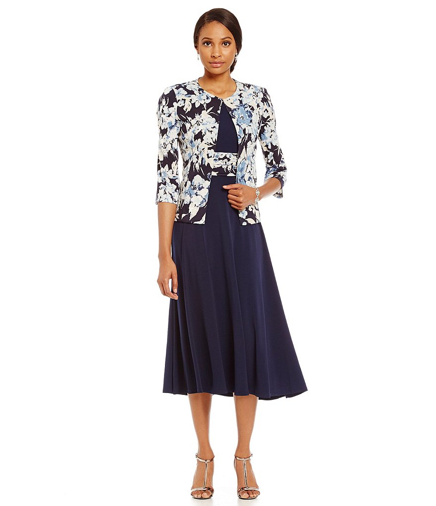 Jessica Howard Floral Swing Jacket Dress