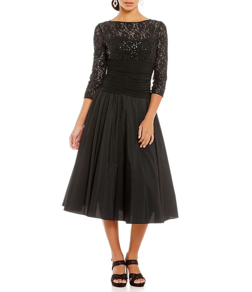 Jessica Howard Petite 3/4 Sleeve Illusion Sweetheart Neck Waist