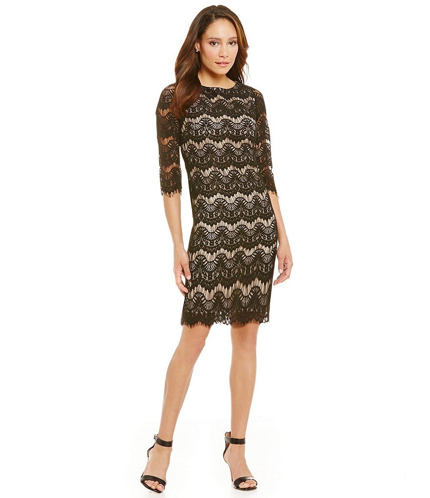 Jessica Howard Petite 3/4 Sleeve Lace Dress