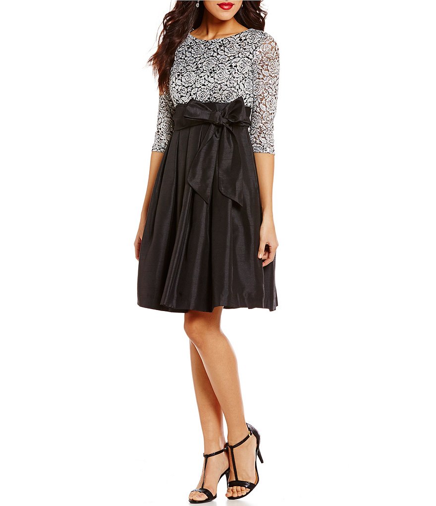 Jessica Howard Petite 3/4-Sleeve Sequined Lace Taffeta Party Dress