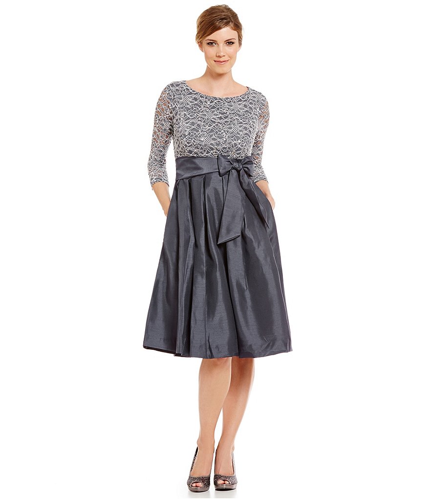 Jessica Howard Petite 3/4 Sleeve Tie-Waist Party Dress