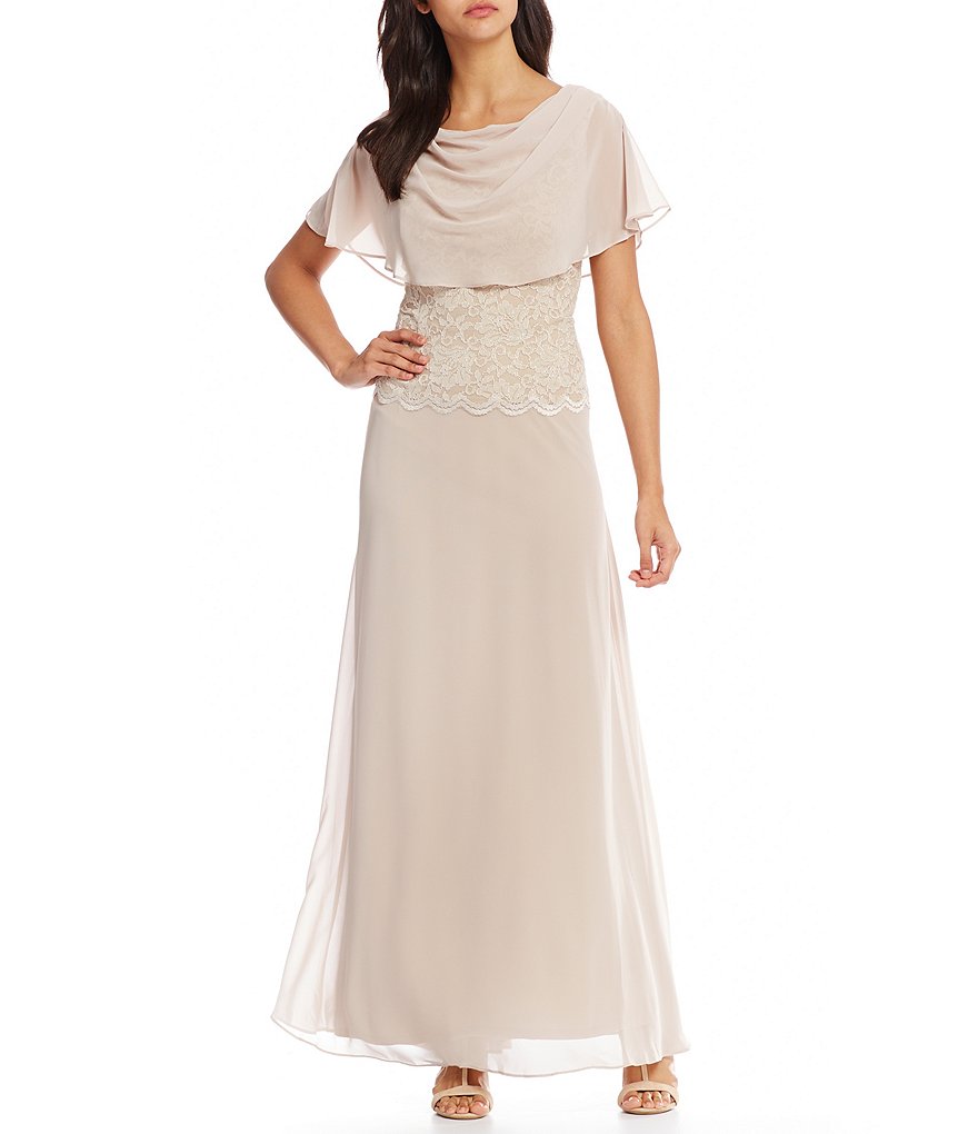 Jessica Howard Petite Drape-Neck Mock 2-Piece Gown