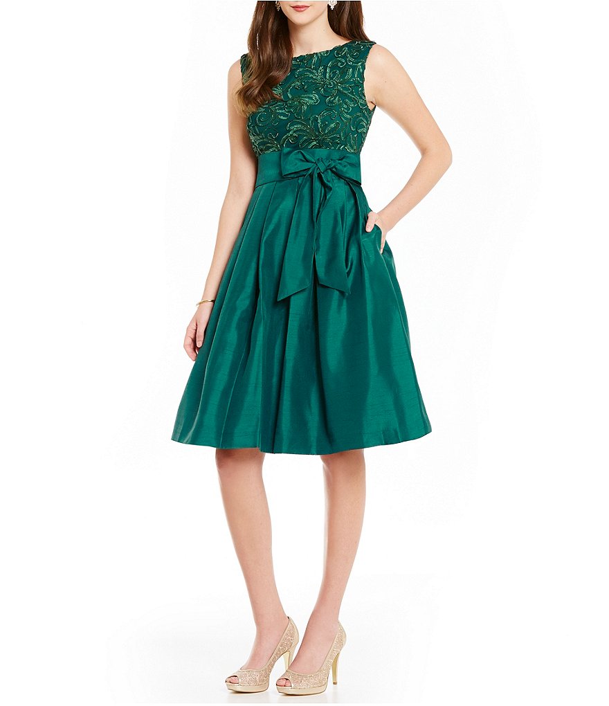 Jessica Howard Petite Embroidered Soutache Fit-And-Flare Party Dress