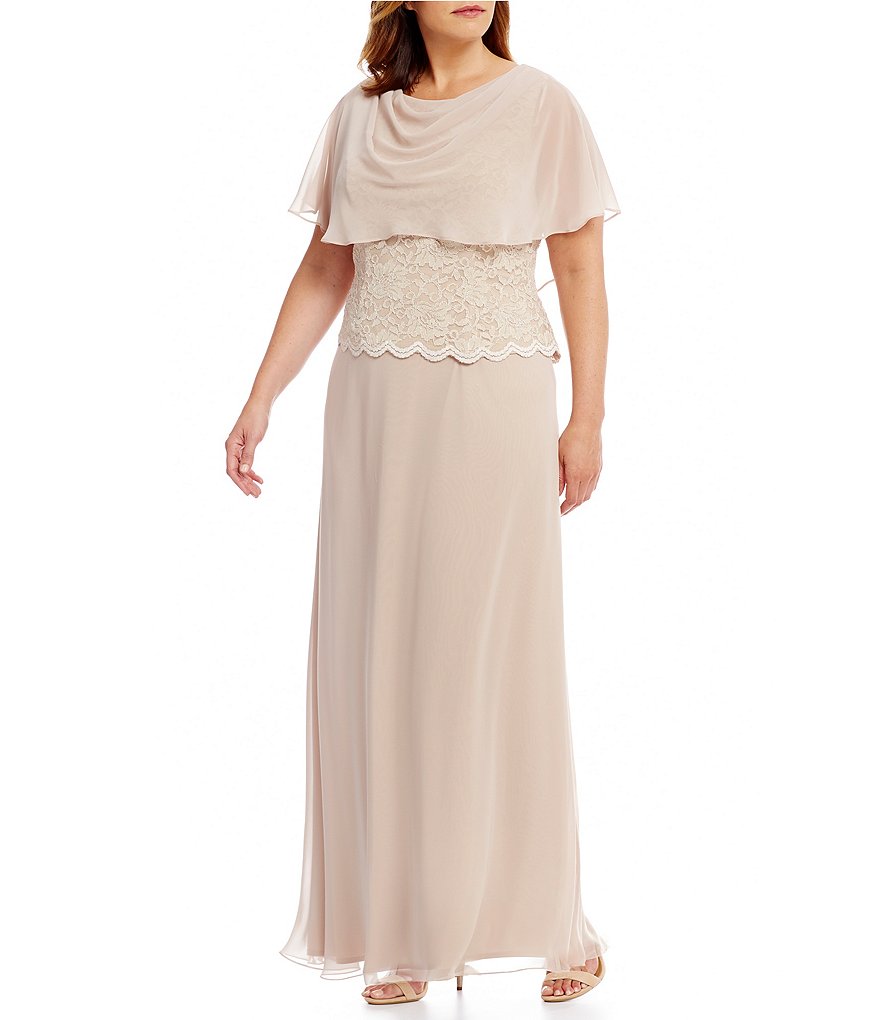 Jessica Howard Plus Draped-Neck Mock 2-Piece Gown