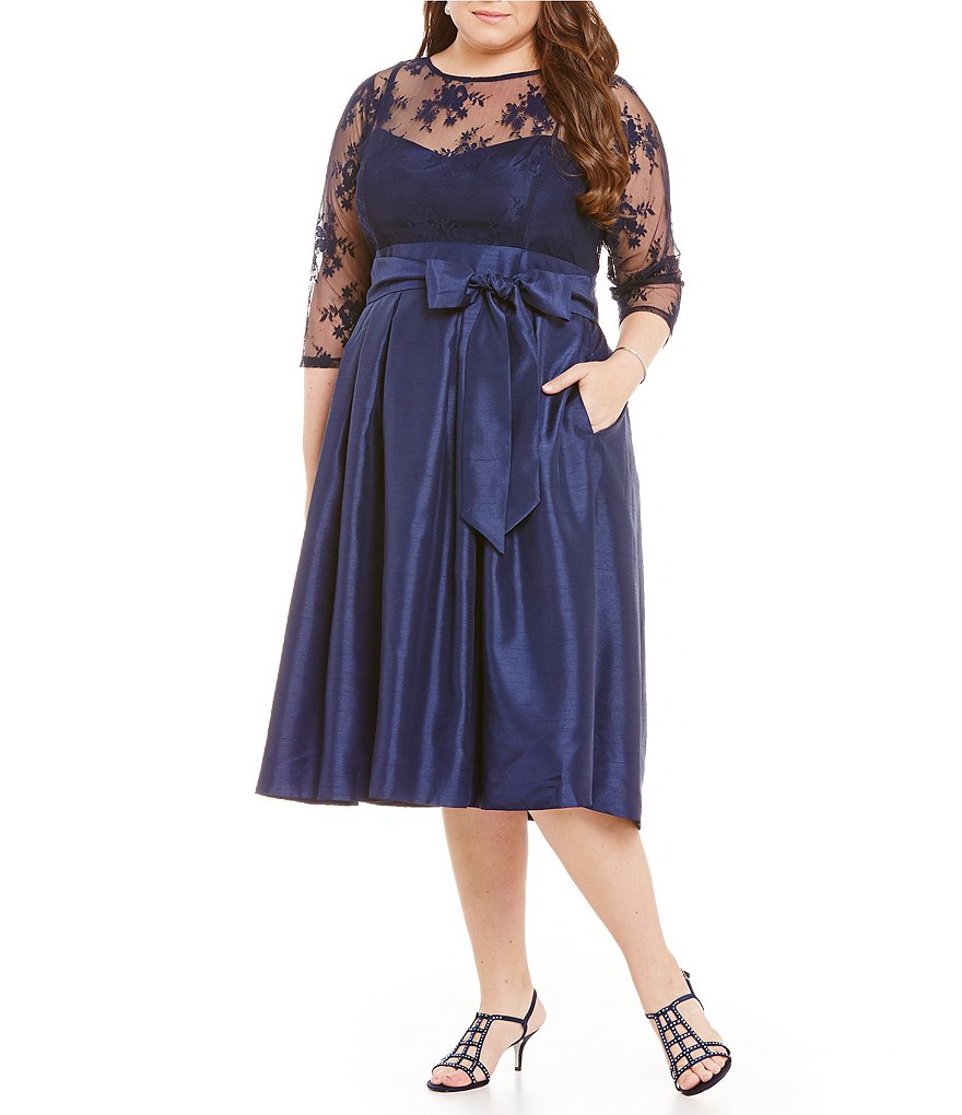Jessica Howard Plus Illusion Lace Midi Dress
