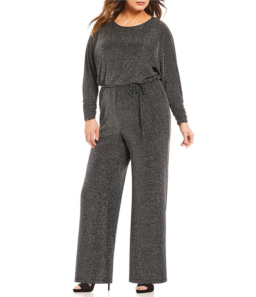 Jessica Howard Plus Metallic Blouson Jumpsuit