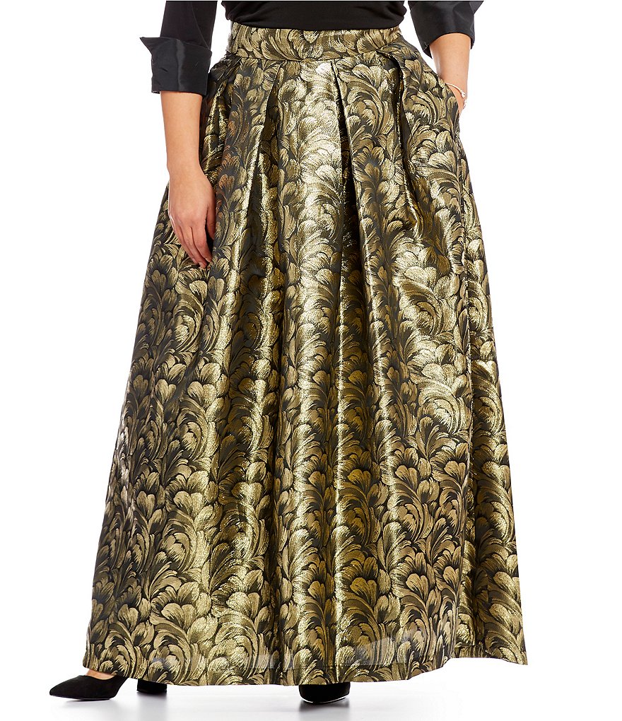 Jessica Howard Plus Printed Taffeta Ball Skirt