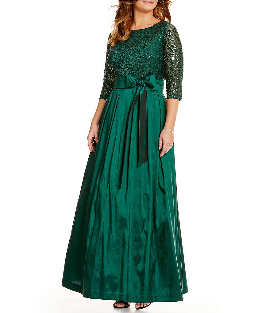 Jessica Howard Plus Sequined Bodice Taffeta Ballgown