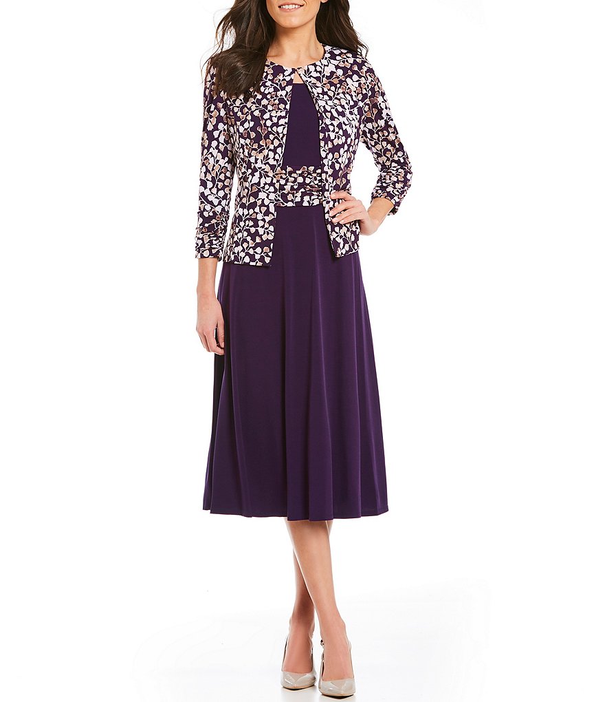 Jessica Howard Printed Matte Jersey 2-Piece Jacket Dress