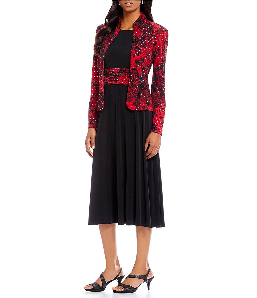 Jessica Howard Sequined Floral-Print 2-Piece Jacket Dress