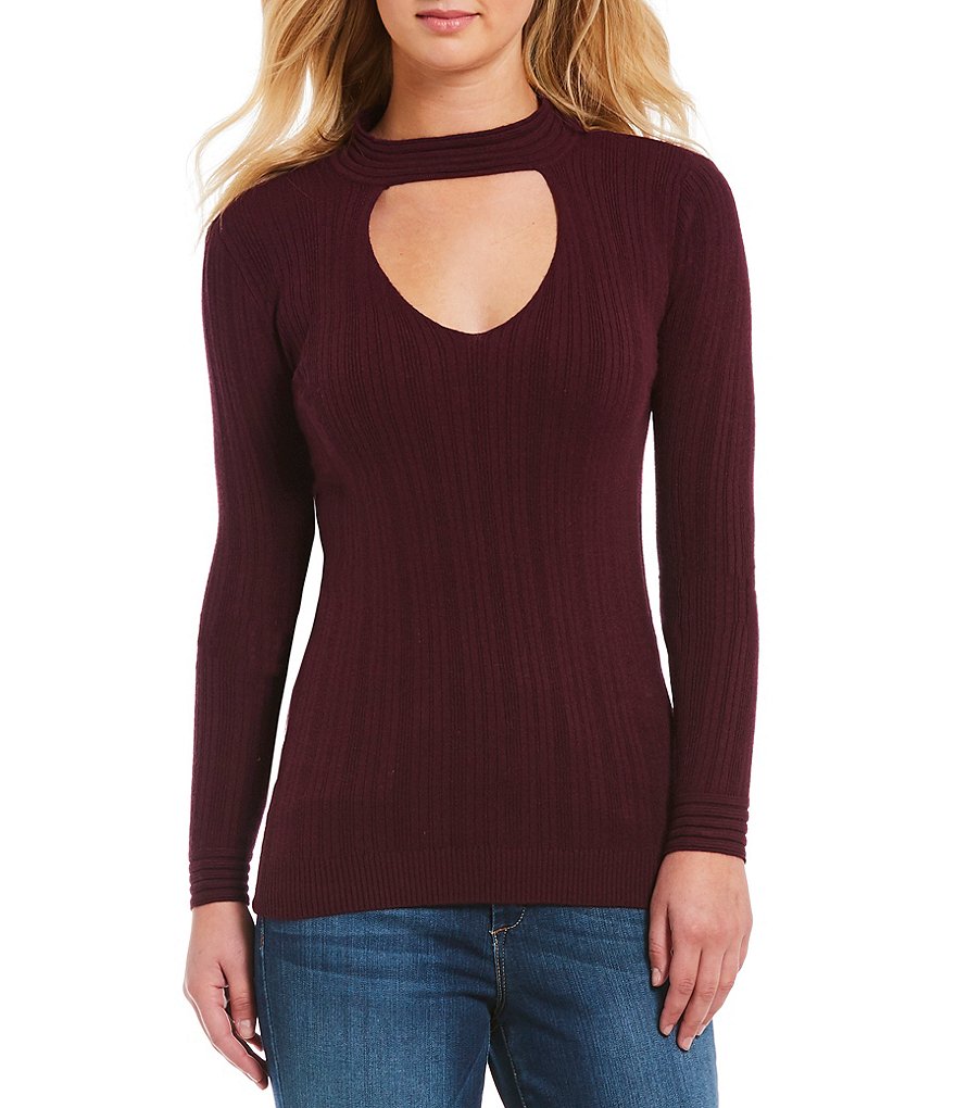 Jessica Simpson Birch Choker Neck Ribbed Sweater