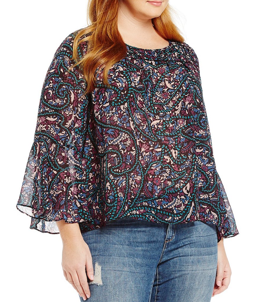 Jessica Simpson Plus Wilma Bell Sleeve Blouse