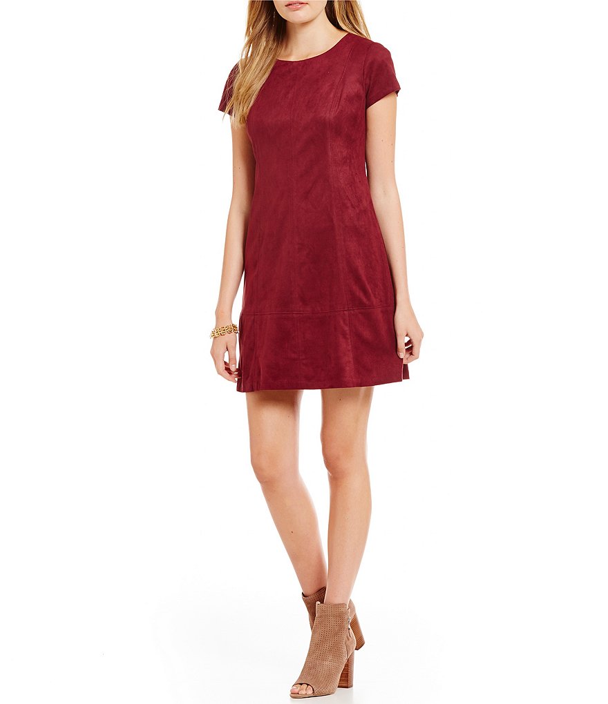 Jessica Simpson Short-Sleeve Suede Shift Dress