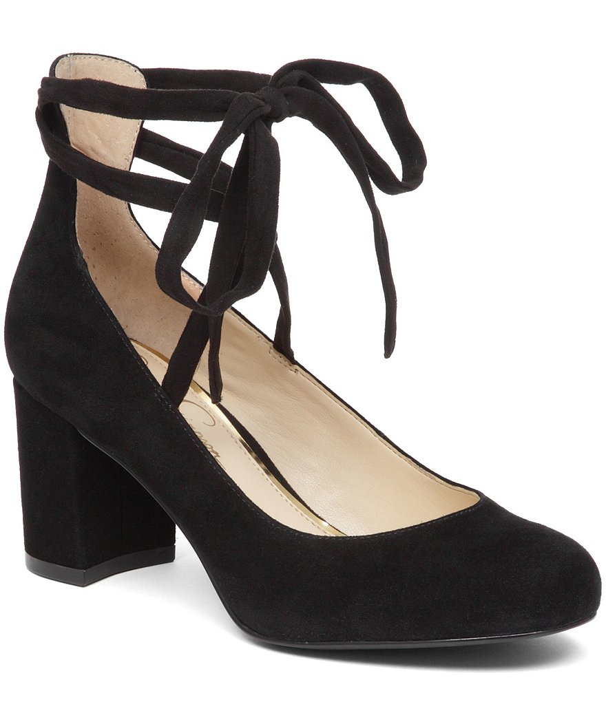 Jessica Simpson Venya Suede Slip-On Lace Up Pumps