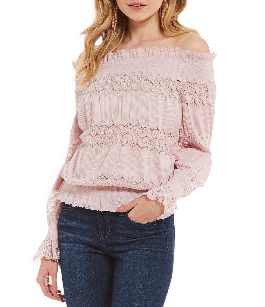 J.O.A. Off The Shoulder Smocked Peasant Top
