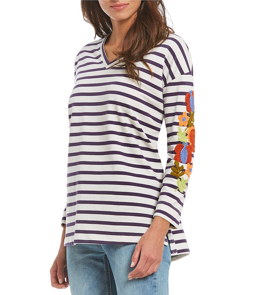 John Mark Embroidered Striped Tunic