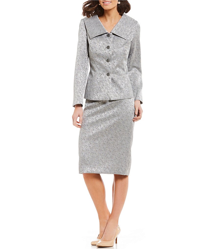John Meyer Jacquard 2 Piece Jacket Skirt Suit