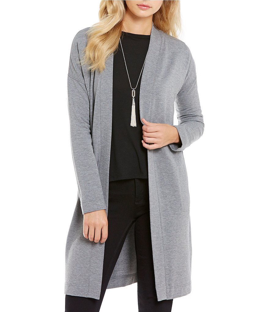 Jones New York Brushed Knit Open Front Maxi Jacket
