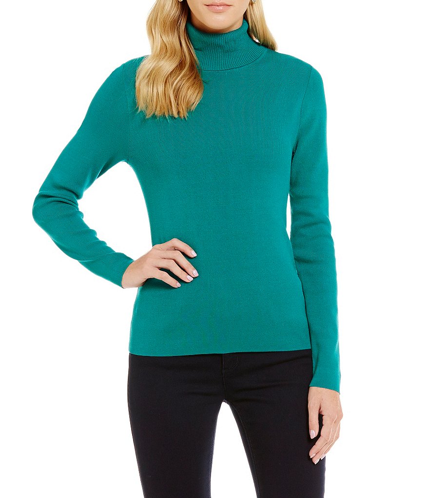 Jones New York Long Sleeve Turtleneck Sweater Knit Top