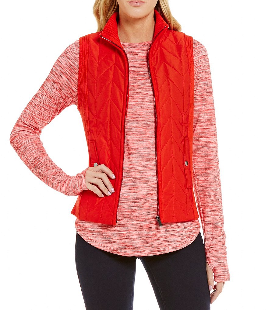 Jones New York Turtleneck Zip-Front Quilted Sweater Knit Vest