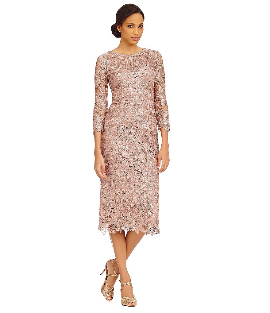 JS Collections Tea-Length Midi Lace Dress
