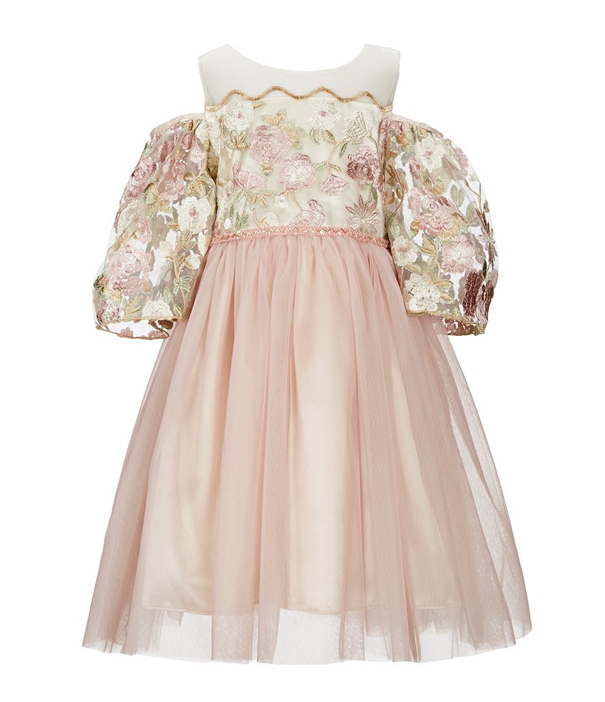 Just Another Angel Little Girls 2T-6X Cold-Shoulder Embroidered Dress