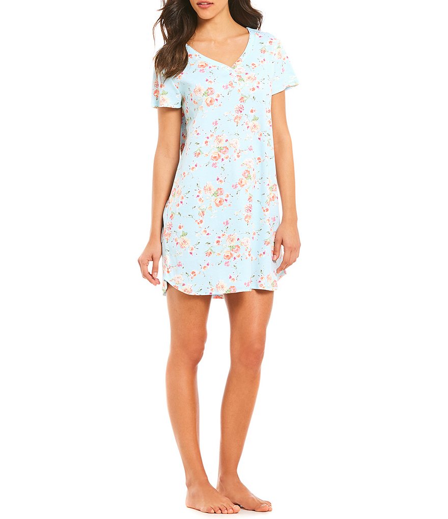 Karen Neuburger Floral Print Henley Sleepshirt