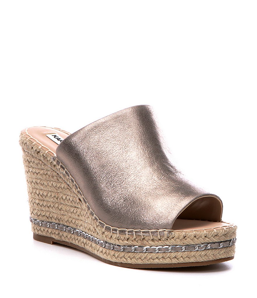 KARL LAGERFELD PARIS Carina Leather Espadrille Wedges