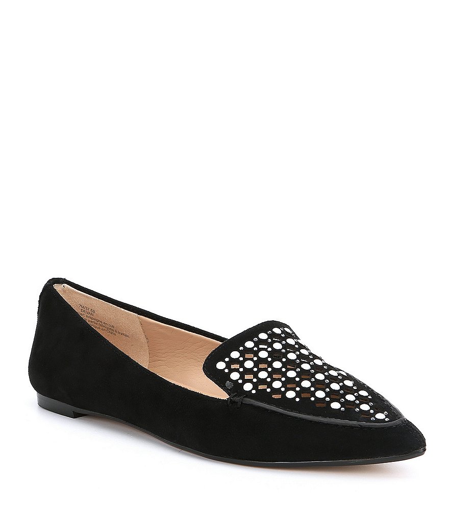 KARL LAGERFELD PARIS Devan Suede Pearl Detail Dress Flats