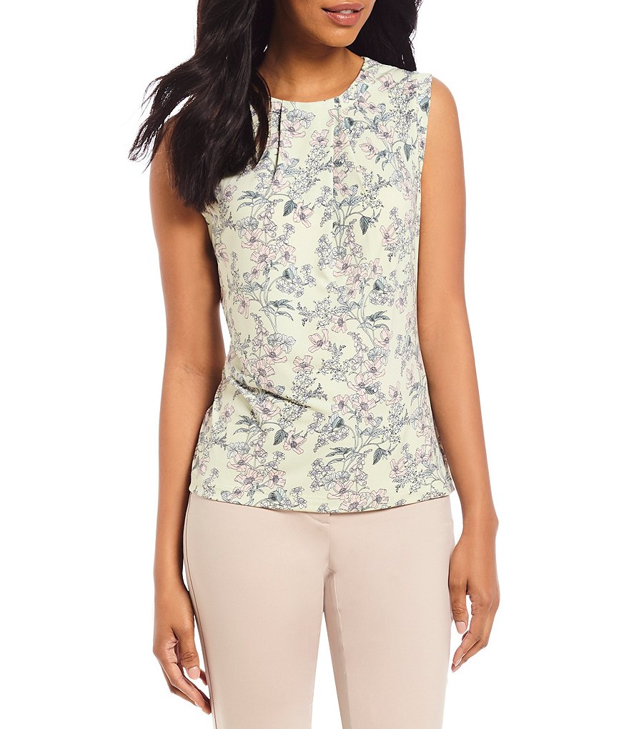 KARL LAGERFELD PARIS Sleeveless Foldover Neck Knit Top