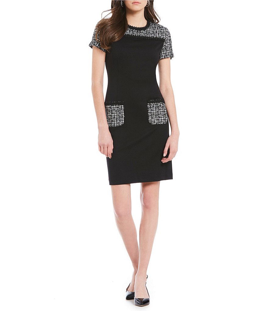 KARL LAGERFELD PARIS Contrast Tweed Dress