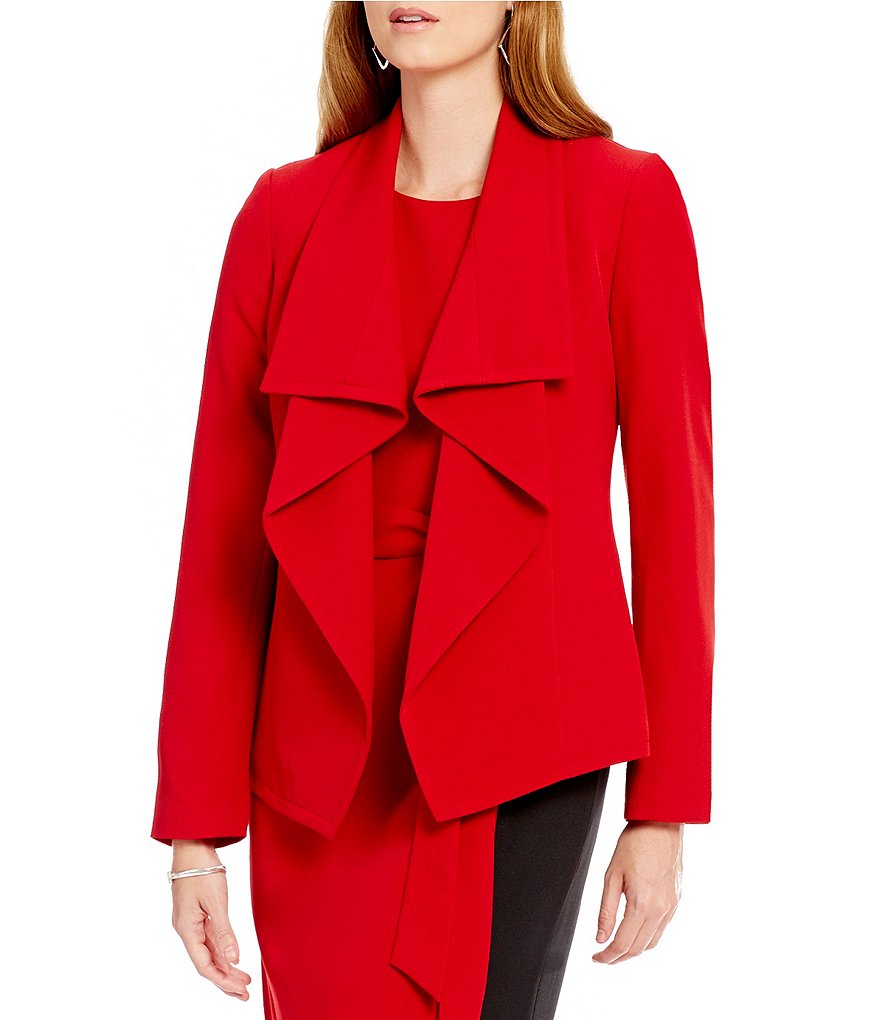 Kasper Draped Shawl-Collar Stretch Crepe Jacket
