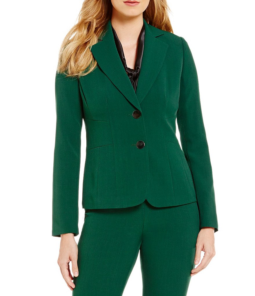 Kasper Petite Stretch Crepe 2 Button Notch Collar Jacket