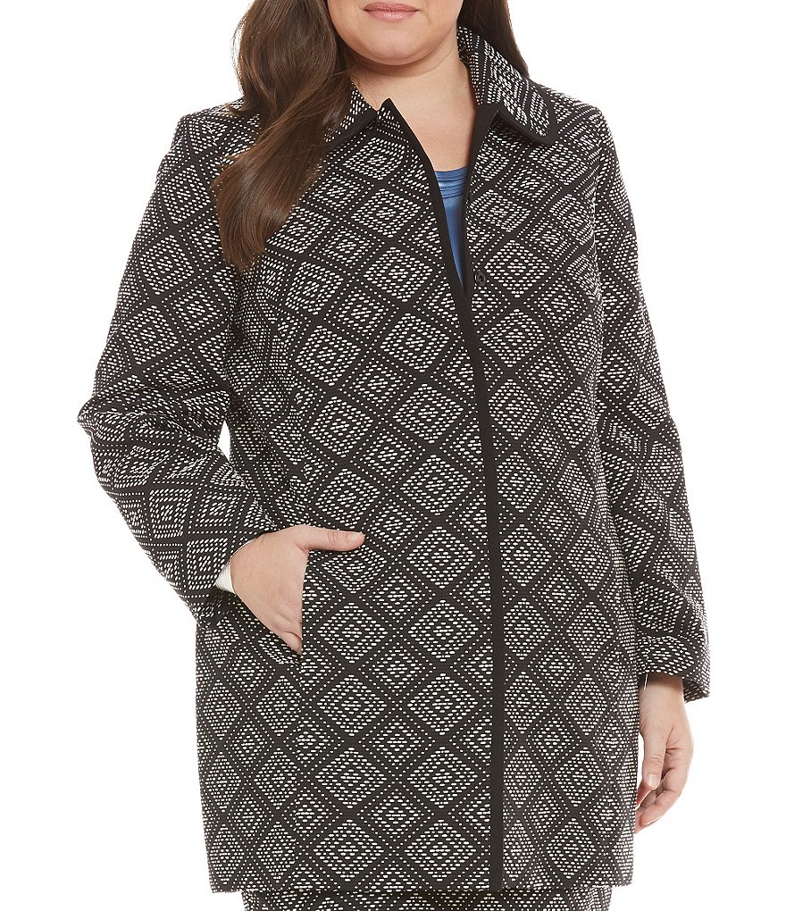 Kasper Plus Geometric Jacquard Topper Jacket