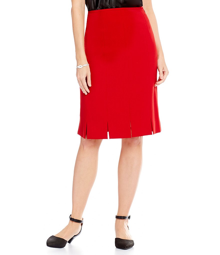 Kasper Stretch Crepe Pleated A-line Skirt